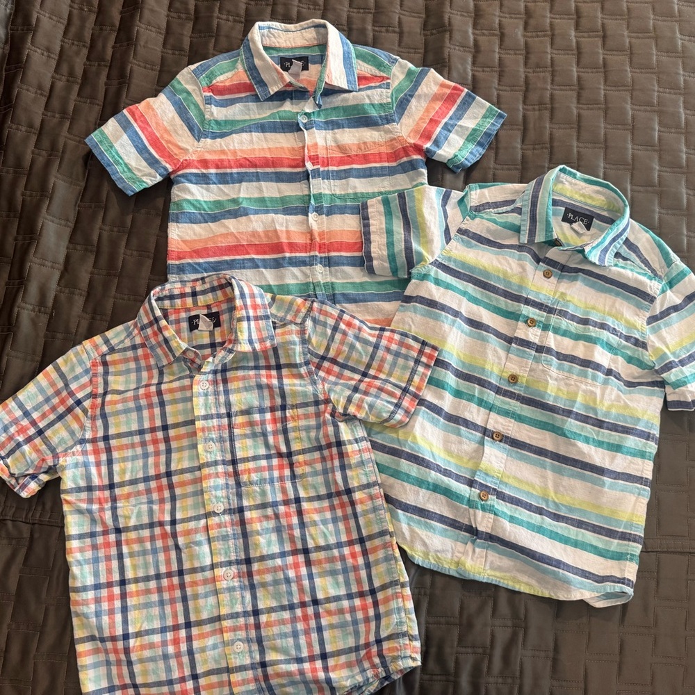 The Children's Place Multicolor Striped and Plaid Button Down Shirts